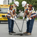 Hi Vis Hawaiian Shirt Reflective Tapes Bear Native Custom Name Safety Workwear For Workers, Truckers, Operators