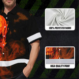 Hi Vis Hawaiian Shirt Reflective Tapes Black And Orange Skull Custom Name Safety Workwear For Workers, Truckers, Operators
