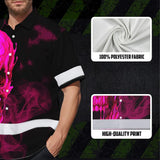 Hi Vis Hawaiian Shirt Reflective Tapes Black And Pink Neon Skull Custom Name Safety Workwear For Workers, Truckers, Operators