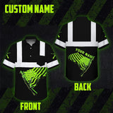Hi Vis Hawaiian Shirt Reflective Tapes Black Green Neon Gun US Flag