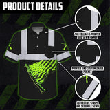 Hi Vis Hawaiian Shirt Reflective Tapes Black Green Neon Gun US Flag