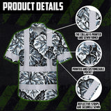 Hi Vis Hawaiian Shirt Reflective Tapes Black Grey Flowers Custom Name Safety Workwear For Workers, Truckers, Operators