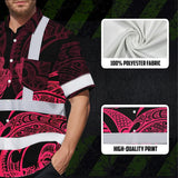 Hi Vis Hawaiian Shirt Reflective Tapes Black Light Pink Polynesian Custom Name Safety Workwear For Workers, Truckers, Operators