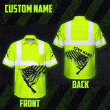 Hi Vis Hawaiian Shirt Reflective Tapes Black Lime Neon Gun US Flag