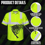 Hi Vis Hawaiian Shirt Reflective Tapes Black Lime Neon Gun US Flag