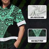 Hi Vis Hawaiian Shirt Reflective Tapes Black Mint Neon Polynesian Tribal Custom Name Safety Workwear For Workers, Truckers, Operators
