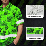 Hi Vis Hawaiian Shirt Reflective Tapes Black Skull Boat Custom Name Safety Workwear For Workers, Truckers, Operators