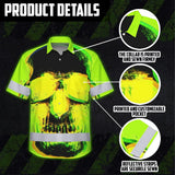 Hi Vis Hawaiian Shirt Reflective Tapes Black Skull Shadow Custom Name Safety