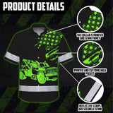 Hi Vis Hawaiian Shirt Reflective Tapes Black Tow Truck Driver Custom Name Safety