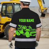 Hi Vis Hawaiian Shirt Reflective Tapes Black Tow Truck Driver Custom Name Safety