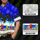 Hi Vis Hawaiian Shirt Reflective Tapes Blue Black Parrot Hawaii Custom Name Safety Workwear For Workers, Truckers, Operators