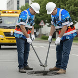Hi Vis Hawaiian Shirt Reflective Tapes Blue Coconut Tree Custom Name Safety Workwear For Workers, Truckers, Operators