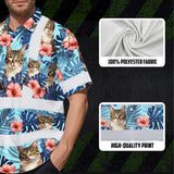 Hi Vis Hawaiian Shirt Reflective Tapes Blue Custom Name And Image Safety Workwear For Workers, Truckers, Operators, Company, Pet Lovers