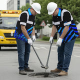 Hi Vis Hawaiian Shirt Reflective Tapes Blue Flag Tie Dye Custom Name Safety Workwear For Workers, Runners, Cyclists