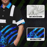 Hi Vis Hawaiian Shirt Reflective Tapes Blue Flag Tie Dye Custom Name Safety Workwear For Workers, Runners, Cyclists