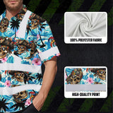 Hi Vis Hawaiian Shirt Reflective Tapes Blue Flower Skull Boat Custom Name Safety Workwear For Workers, Truckers, Operators