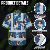 Hi Vis Hawaiian Shirt Reflective Tapes Blue Flowers Custom Name And Image Safety Workwear For Workers, Truckers, Operators, Company, Pet Lovers