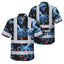 Blue Flowers Octopus Hi-Vis Hawaiian Shirt