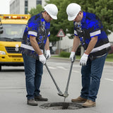 Hi Vis Hawaiian Shirt Reflective Tapes Blue Grey Neon Skull Custom Name Safety Workwear For Workers, Truckers, Operators