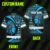 Hi Vis Hawaiian Shirt Reflective Tapes Blue Native Custom Name Safety Workwear For Workers, Truckers, Operators