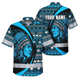 Hi Vis Hawaiian Shirt Reflective Tapes Blue Native Custom Name Safety Workwear For Workers, Truckers, Operators