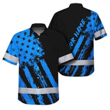 Hi Vis Hawaiian Shirt Reflective Tapes Blue Neon And Black US Flag