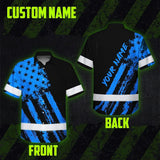 Hi Vis Hawaiian Shirt Reflective Tapes Blue Neon And Black US Flag