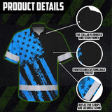 Hi Vis Hawaiian Shirt Reflective Tapes Blue Neon And Black US Flag