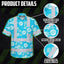 Blue Neon And White Flowers Hi-Vis Hawaiian Shirt