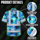 Hi Vis Hawaiian Shirt Reflective Tapes Blue Neon Flowers 4 Custom Name