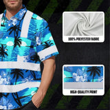 Hi Vis Hawaiian Shirt Reflective Tapes Blue Neon Flowers 4 Custom Name