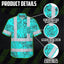 Blue Neon Flowers Hi-Vis Hawaiian Shirt