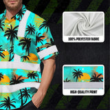 Hi Vis Hawaiian Shirt Reflective Tapes Blue Neon Flowers Custom Name Safety Workwear For Truckers, Operators