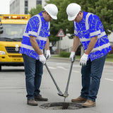 Hi Vis Hawaiian Shirt Reflective Tapes Blue Neon Flowers Custom Name Safety Workwear For Workers, Truckers, Operators