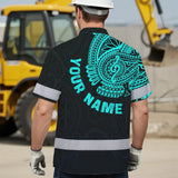 Hi Vis Hawaiian Shirt Reflective Tapes Blue Neon Hawaii 2 Custom Name