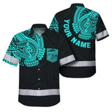 Hi Vis Hawaiian Shirt Reflective Tapes Blue Neon Hawaii 2 Custom Name