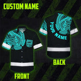 Hi Vis Hawaiian Shirt Reflective Tapes Blue Neon Hawaii 2 Custom Name