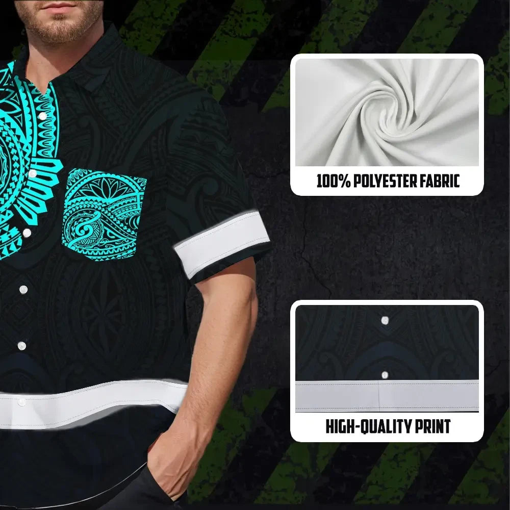 Hi Vis Hawaiian Shirt Reflective Tapes Blue Neon Hawaii 2 Custom Name