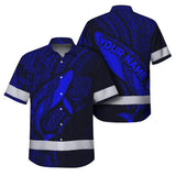 Hi Vis Hawaiian Shirt Reflective Tapes Blue Neon Hawaii Whale Custom Name