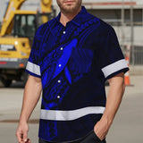 Hi Vis Hawaiian Shirt Reflective Tapes Blue Neon Hawaii Whale Custom Name