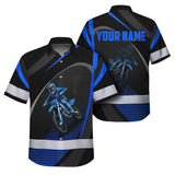Hi Vis Hawaiian Shirt Reflective Tapes Blue Neon Motobike Custom Name Safety Workwear For Bikers, Workers, Truckers, Operators