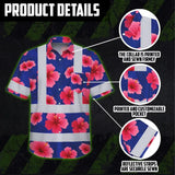 Hi Vis Hawaiian Shirt Reflective Tapes Blue Neon Pink Flowers Custom Name