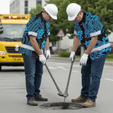 Hi Vis Hawaiian Shirt Reflective Tapes Blue Neon Polynesian Custom Name Safety Workwear For Workers, Truckers, Operators