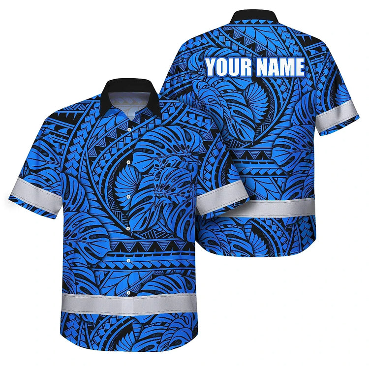 Blue Neon Hi-Vis Hawaiian Shirt