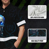 Hi Vis Hawaiian Shirt Reflective Tapes Blue Neon Skull Custom Name Safety Workwear For Workers, Truckers, Operators