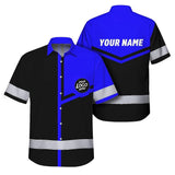 Hi Vis Hawaiian Shirt Reflective Tapes Blue Neon Uniform Custom Name And Logo