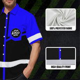 Hi Vis Hawaiian Shirt Reflective Tapes Blue Neon Uniform Custom Name And Logo