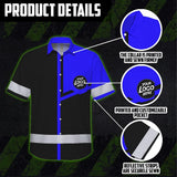 Hi Vis Hawaiian Shirt Reflective Tapes Blue Neon Uniform Custom Name And Logo