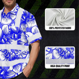 Hi Vis Hawaiian Shirt Reflective Tapes Blue Neon White Orchid Custom Name Safety Workwear For Workers, Truckers, Operators