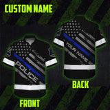 Hi Vis Hawaiian Shirt Reflective Tapes Blue Police Custom Name Safety Workwear